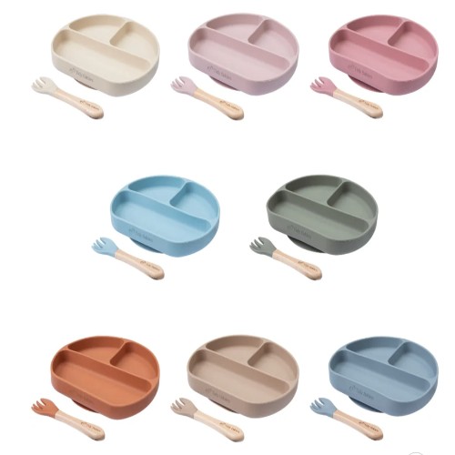 Silicone Suction Base Divided Plate & Fork Set